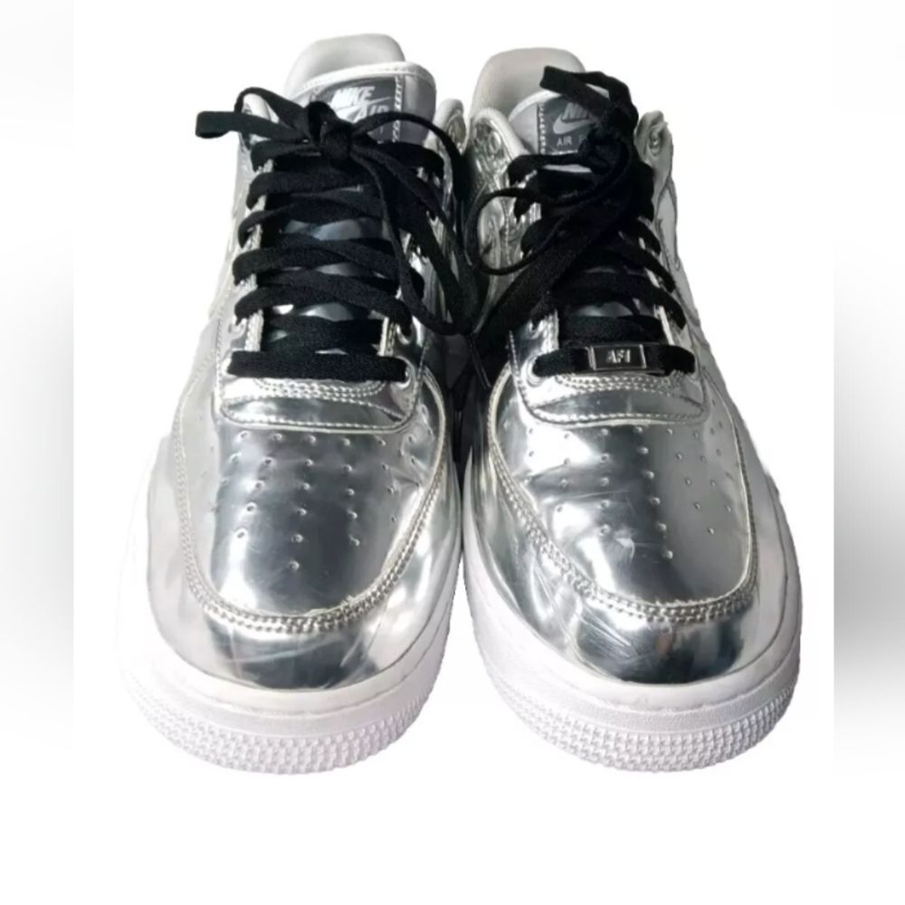 Nike Air Force 1 Low Metallic Chrome Womens Size 13.5 Shoes CQ6566-001 Silver - Picture 4 of 14
